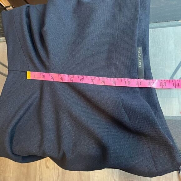 Iris Setlakwe Women's 14 Navy High Rise Flat Front Wide Leg Lined Dress Pant - Picture 9 of 12